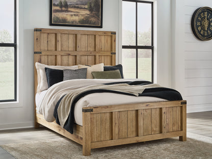 The Furniture Outlets - Ashley Furniture - Ridgester Bedroom - Queen Panel Bed / Light Brown - B858B2
