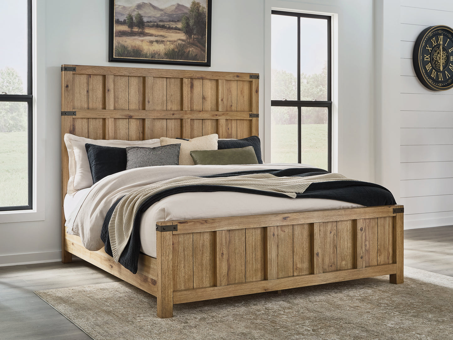 The Furniture Outlets - Ashley Furniture - Ridgester Bedroom - King Panel Bed / Light Brown - B858B6