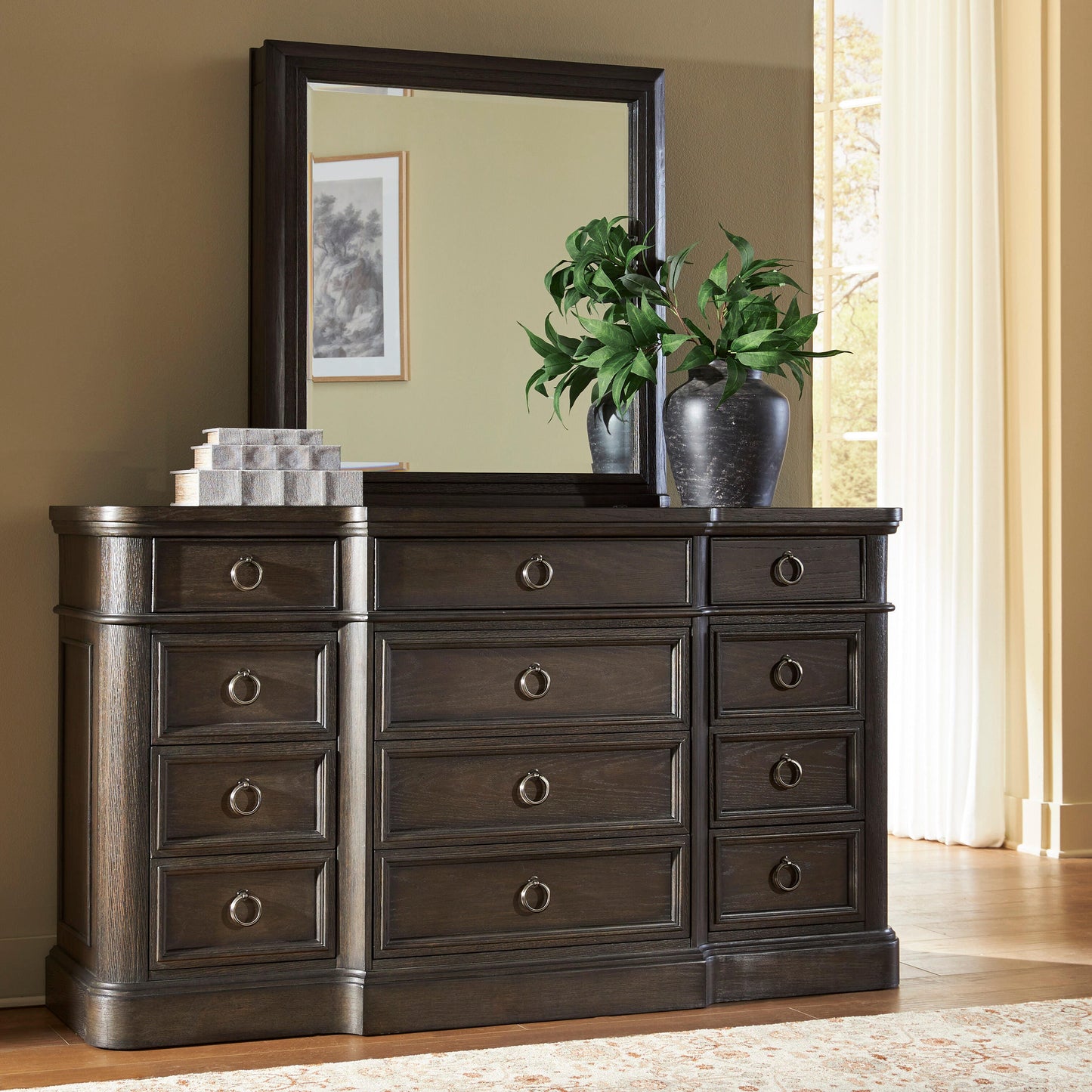 The Furniture Outlets - Ashley Furniture - Wickenger Bedroom - Dresser and Mirror / Dark Brown - PCB889B1