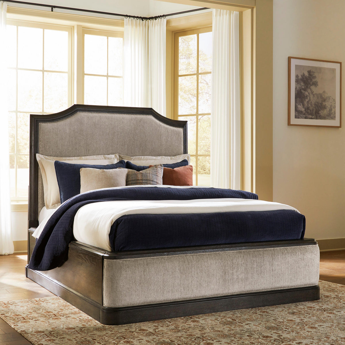 The Furniture Outlets - Ashley Furniture - Wickenger Bedroom - Queen Upholstered Panel Bed / Dark Brown - PCB889B2