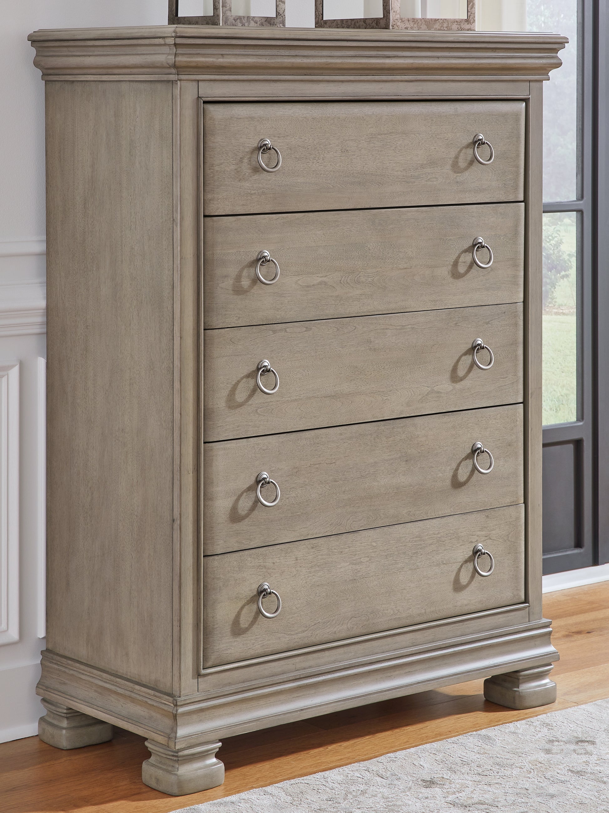 The Furniture Outlets - Ashley Furniture - Lexorne Bedroom - Five Drawer Chest / Gray - B924-46