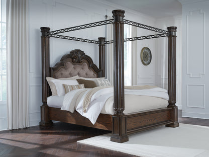 The Furniture Outlets - Ashley Furniture - Maylee Bedroom - Queen Canopy Bed / Dark Brown - B947B8