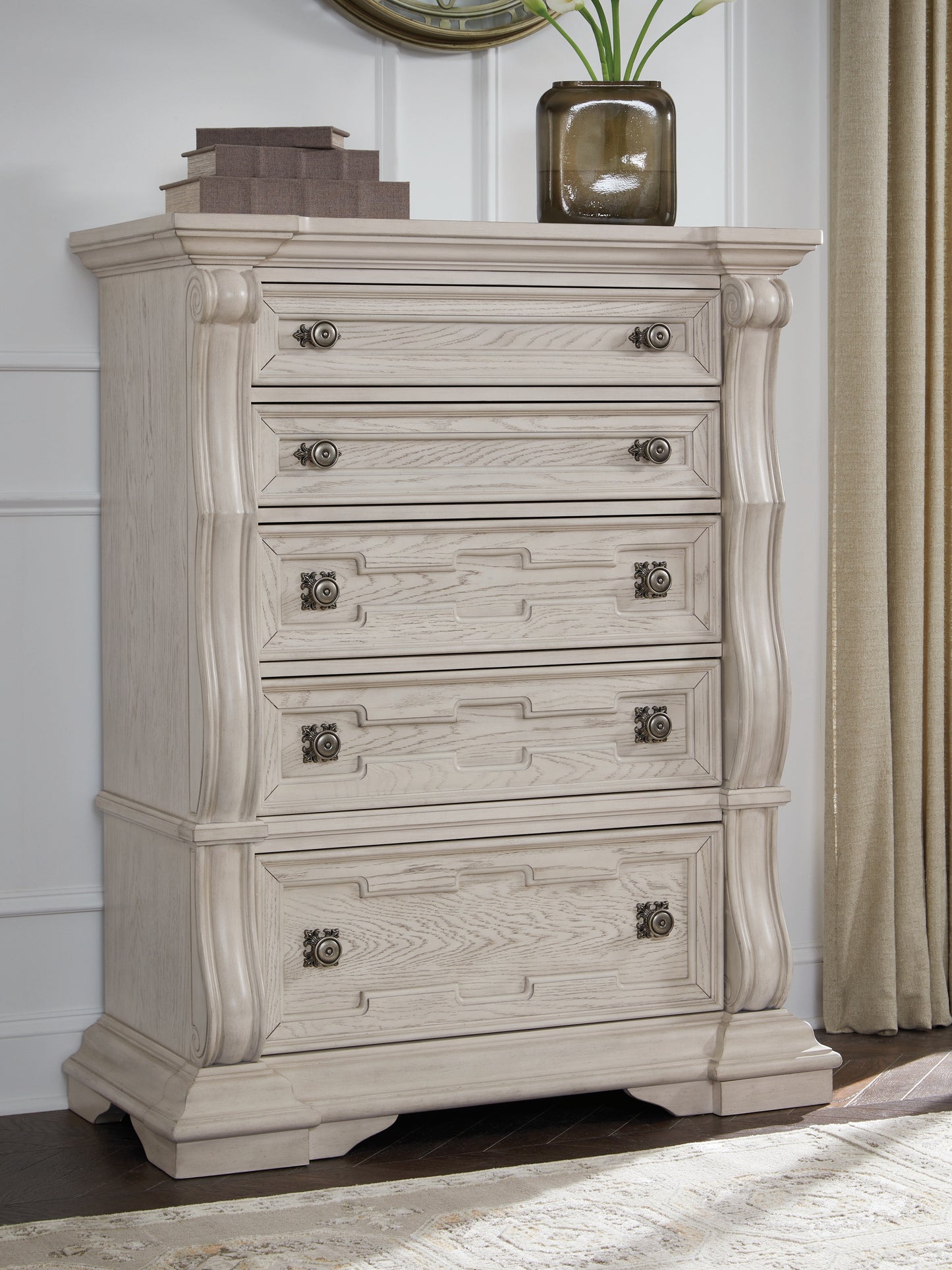 The Furniture Outlets - Ashley Furniture - Bruchandi Bedroom - Five Drawer Chest / Antique White - PCB948-46