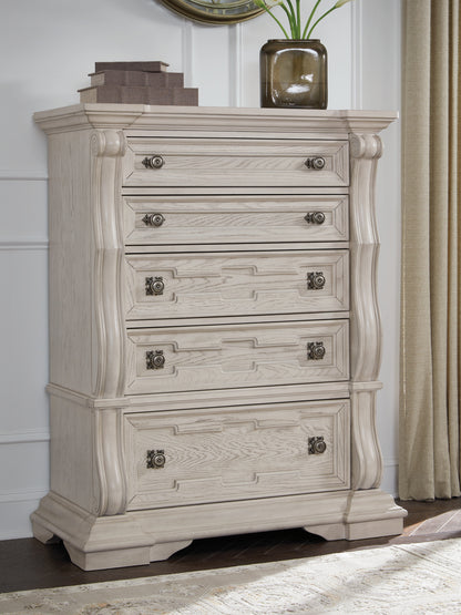 The Furniture Outlets - Ashley Furniture - Bruchandi Bedroom - Five Drawer Chest / Antique White - PCB948-46