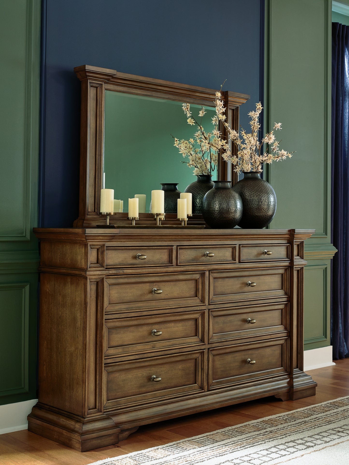 The Furniture Outlets - Ashley Furniture - Frantanna Bedroom - Dresser and Mirror / Brown - PCB949B1