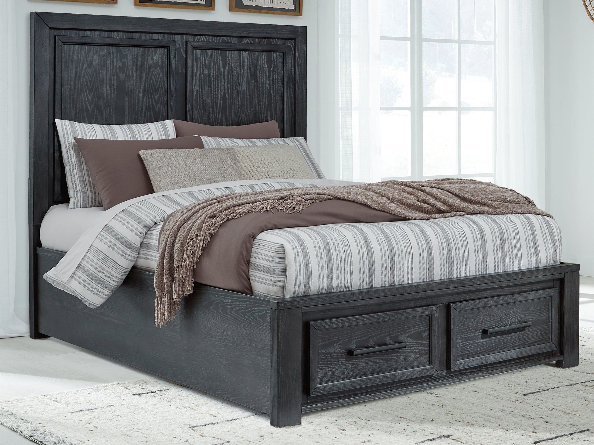 The Furniture Outlets - Ashley Furniture - Foyland Bedroom - Queen Panel Storage Bed / Black/Brown - B989B2