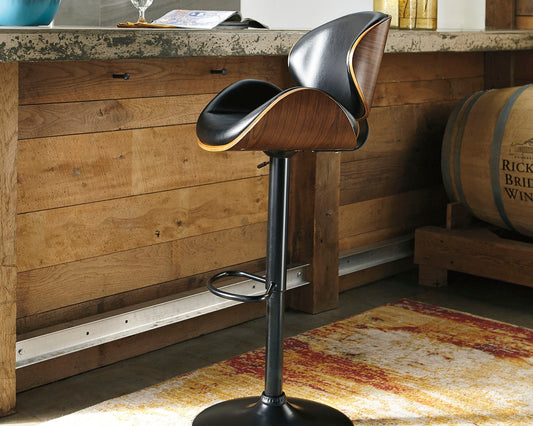 The Furniture Outlets - Ashley Furniture - Bellatier Dining Room - Adjustable Height Bar Stool (Set of 2) / Black/Chrome Finish - D120-130X2