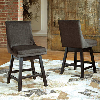 The Furniture Outlets - Ashley Furniture - Tallenger Dining Room - Counter Height Bar Stool (Set of 2) / Dark Gray - D380-624X2