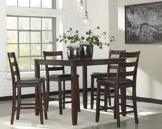 The Furniture Outlets - Ashley Furniture - Coviar Dining Room - DRM Counter Table Set (5/CN) / Brown - D385-223