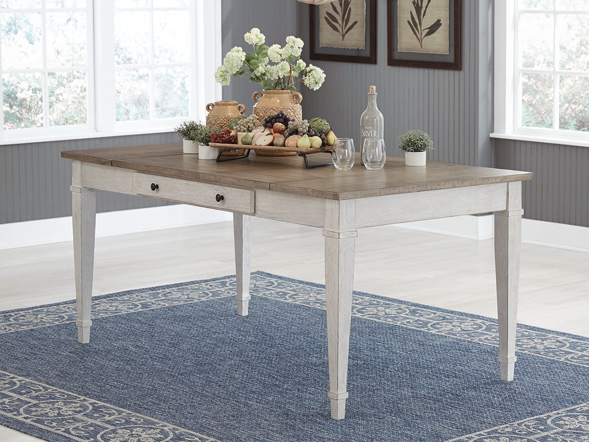 The Furniture Outlets - Ashley Furniture - Skempton Dining Room - RECT DRM Table w/Storage / White/Light Brown - D394-25