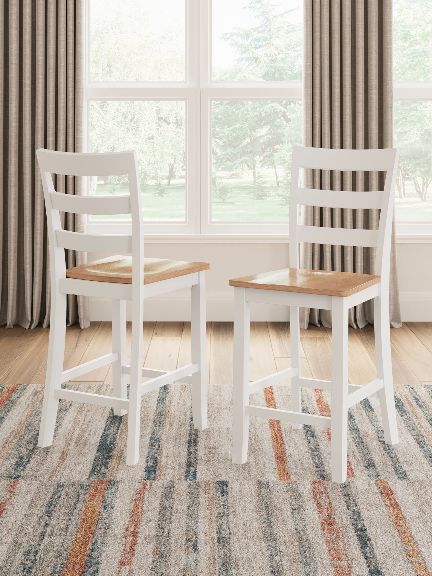 The Furniture Outlets - Ashley Furniture - Gesthaven Dining Room - Counter Height Barstool (Set of 2) / Natural/White - D398-124X2