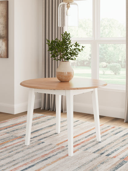 The Furniture Outlets - Ashley Furniture - Gesthaven Dining Room - Round DRM Drop Leaf Table / Natural/White - D398-15