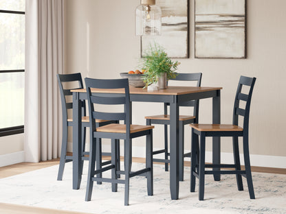 The Furniture Outlets - Ashley Furniture - Gesthaven Dining Room - DRM Counter Table Set (5/CN) / Natural/Blue - D399-223