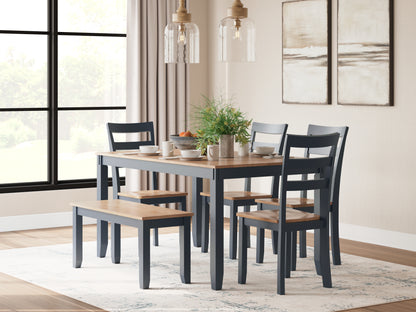 The Furniture Outlets - Ashley Furniture - Gesthaven Dining Room - Dining Room Table Set (6/CN) / Natural/Blue - D399-325