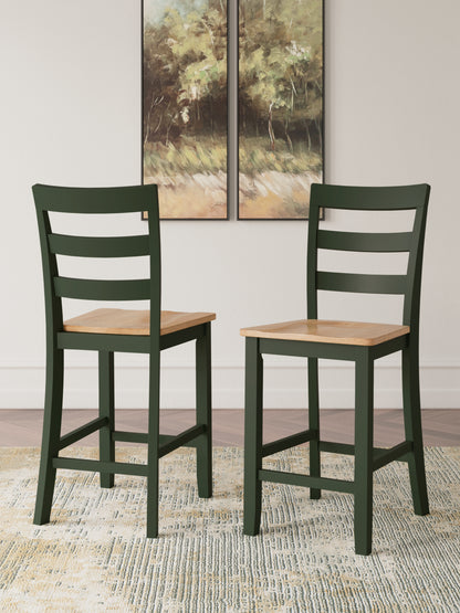 The Furniture Outlets - Ashley Furniture - Gesthaven Dining Room - Counter Height Barstool (Set of 2) / Natural/Green - D401-124X2