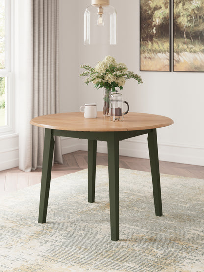 The Furniture Outlets - Ashley Furniture - Gesthaven Dining Room - Round DRM Drop Leaf Table / Natural/Green - D401-15