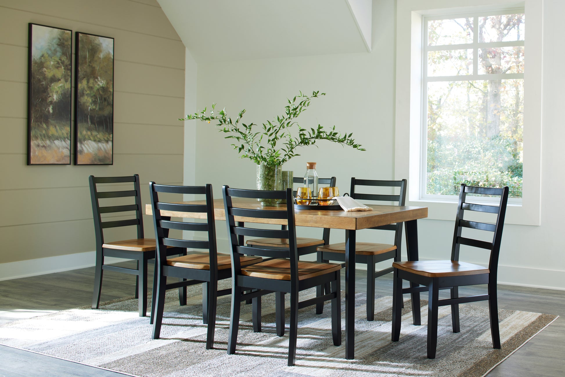 The Furniture Outlets - Ashley Furniture - Blondon Dining Room - RECT DRM Table Set (7/CN) / Brown/Black - D413-425