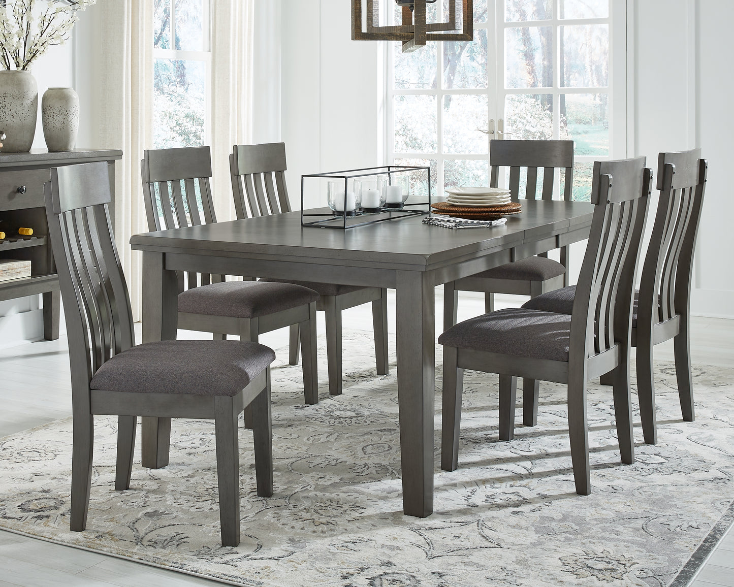 The Furniture Outlets - Ashley Furniture - Hallanden Dining Room - RECT DRM Butterfly EXT Table / Gray / 42"W x 78"D x 30"H - D589-35