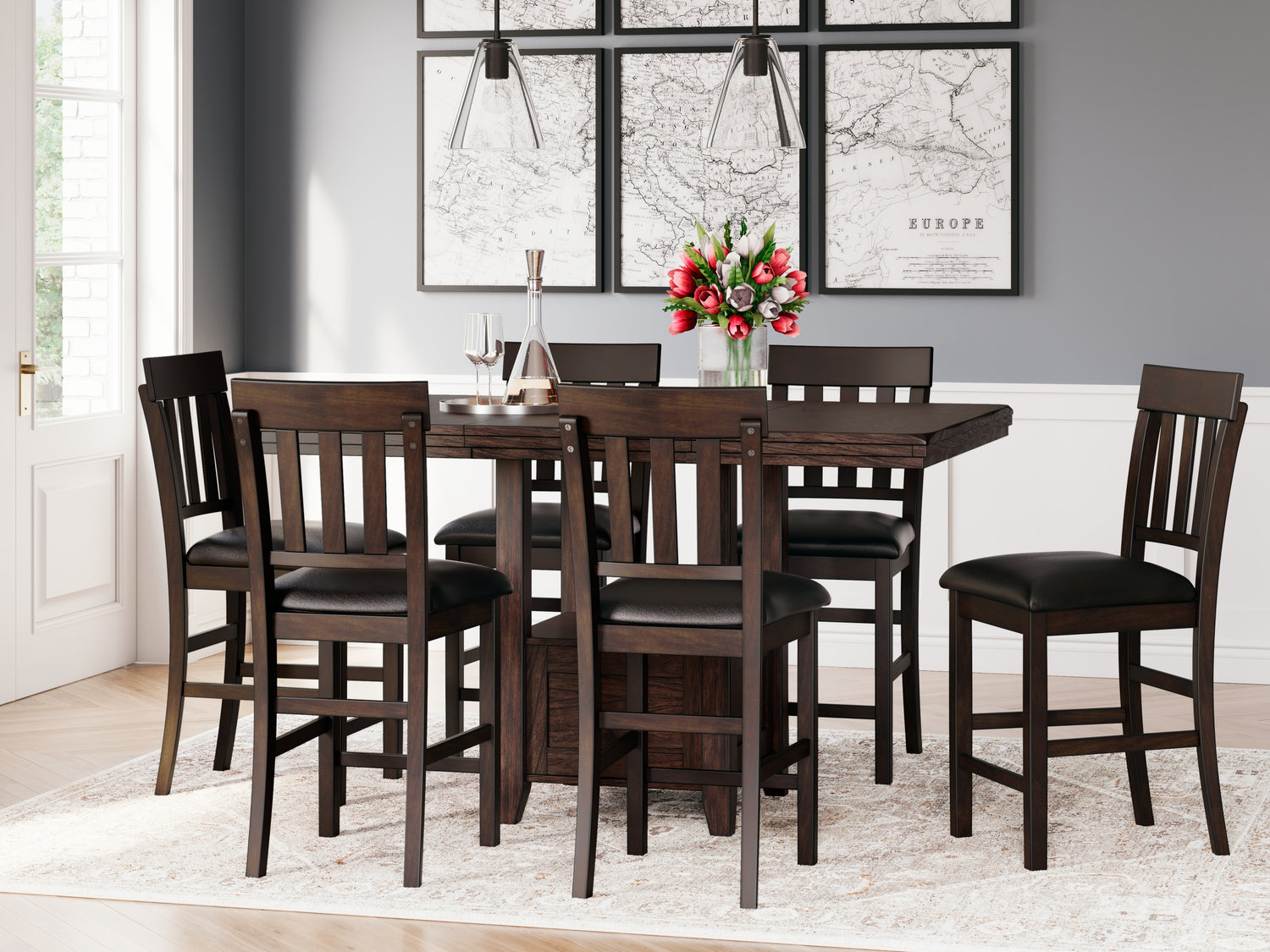 The Furniture Outlets - Ashley Furniture - Haddigan Dining Room - Counter Height Barstool (Set of 2) / Dark Brown - D596-224X2