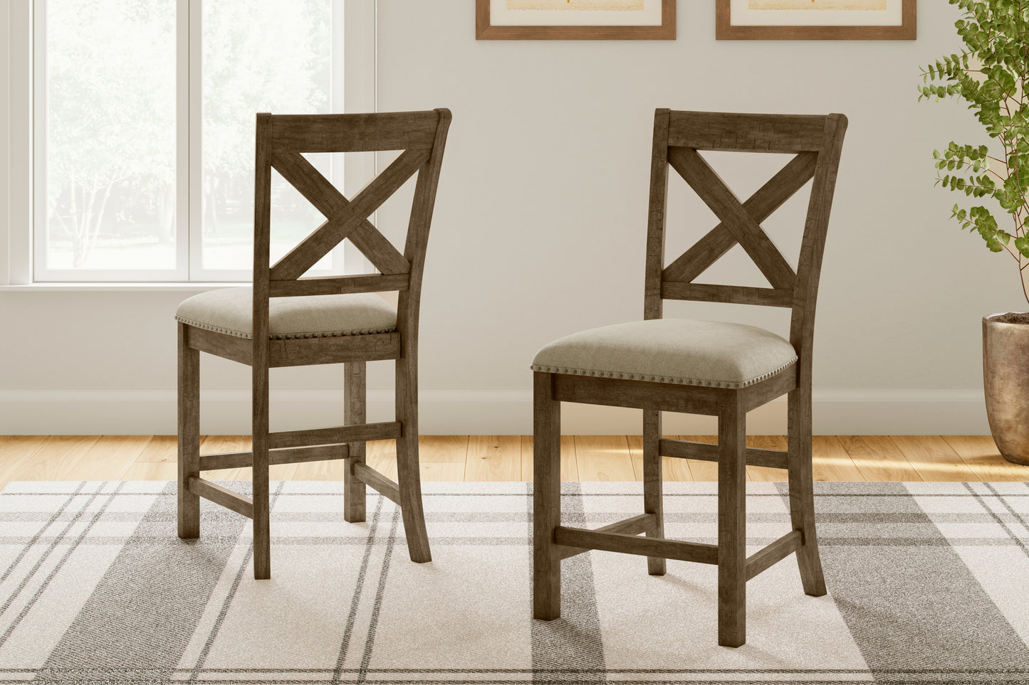 The Furniture Outlets - Ashley Furniture - Moriville Dining Room - Counter Height Bar Stool (Set of 2) / Beige - D631-124X2
