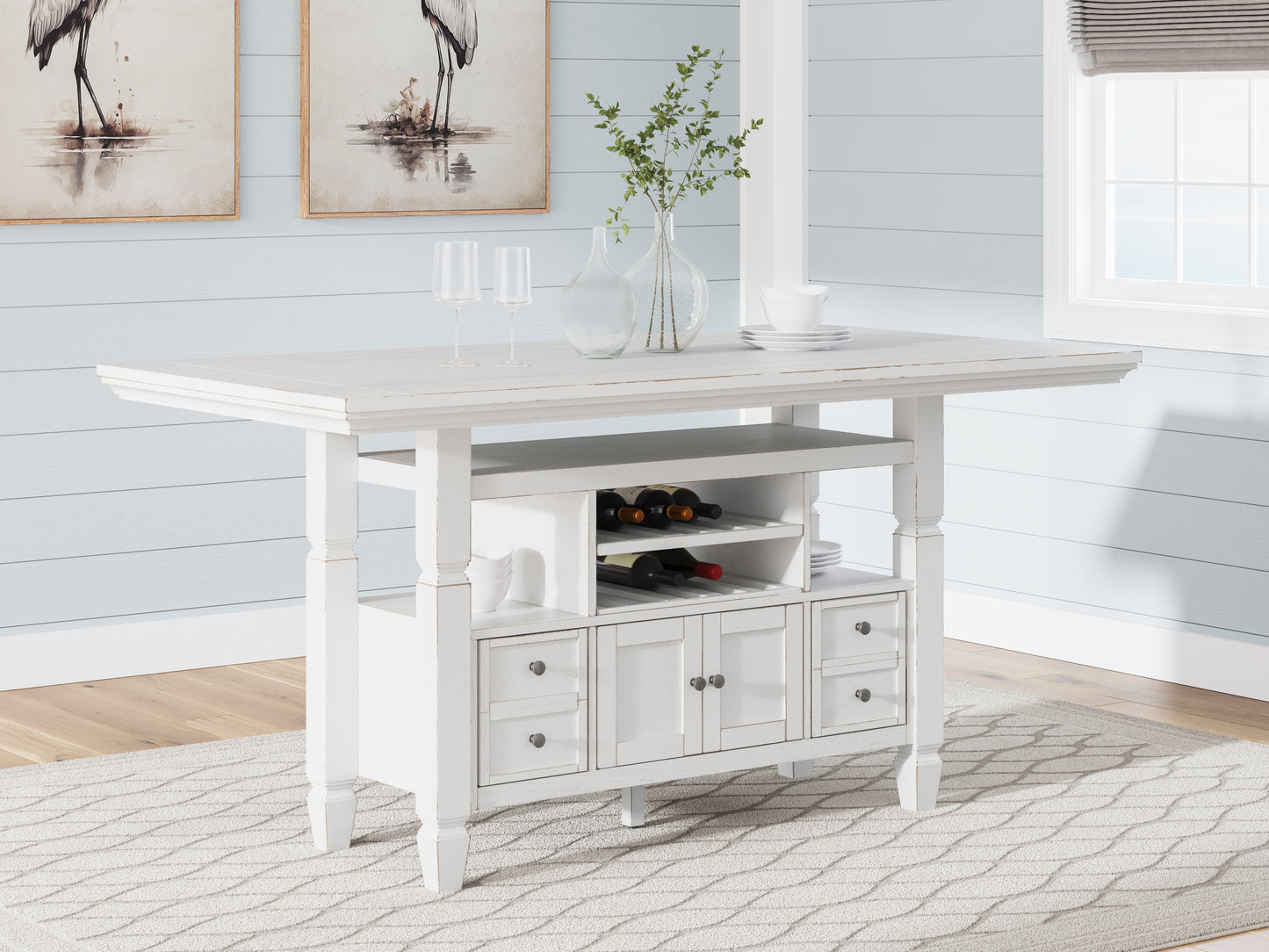 The Furniture Outlets - Ashley Furniture - Robbinsdale Dining Room - Counter Height Dining Table / Antique White / 36"W x 72"D x 37"H - D642D7