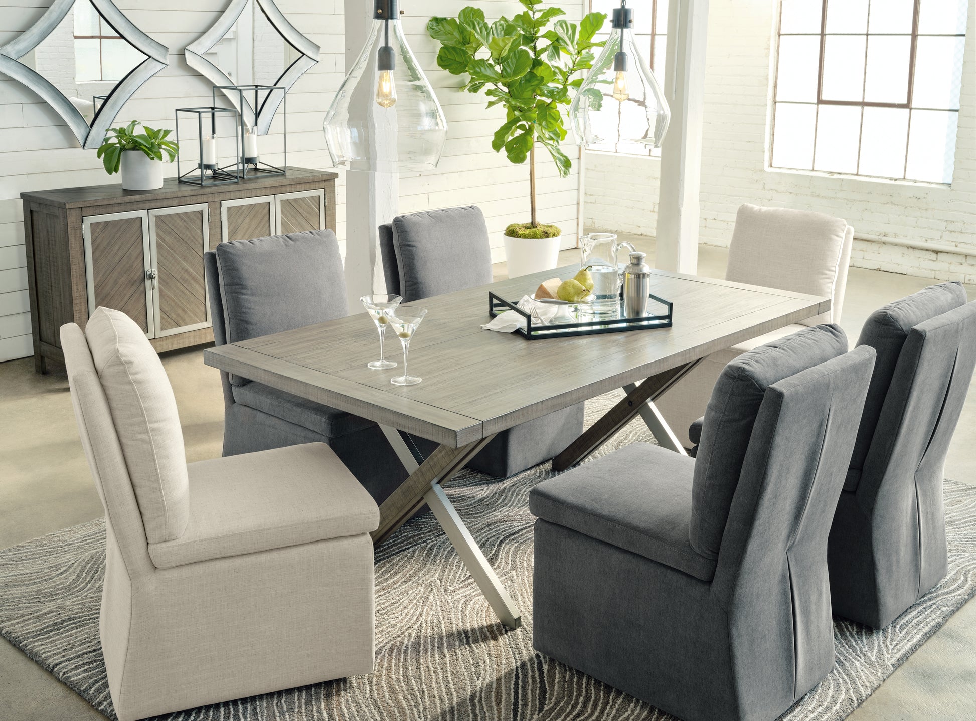 The Furniture Outlets - Ashley Furniture - Krystanza Dining Room - Rectangular Dining Room Table / Weathered Gray - D766-25