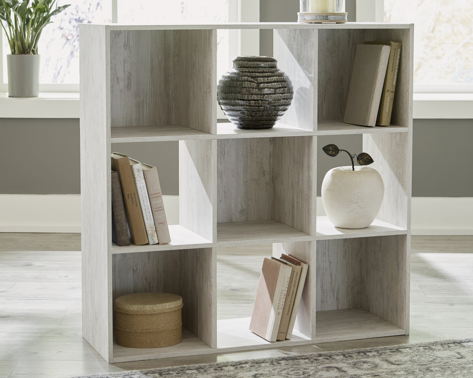 The Furniture Outlets - Ashley Furniture - Paxberry Nine Cube Organizer - Nine Cube Organizer / Whitewash - EA1811-3X3