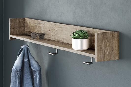 The Furniture Outlets - Ashley Furniture - Oliah Wall Decor - Wall Mounted Coat Rack w/Shelf / Natural - EA2270-151