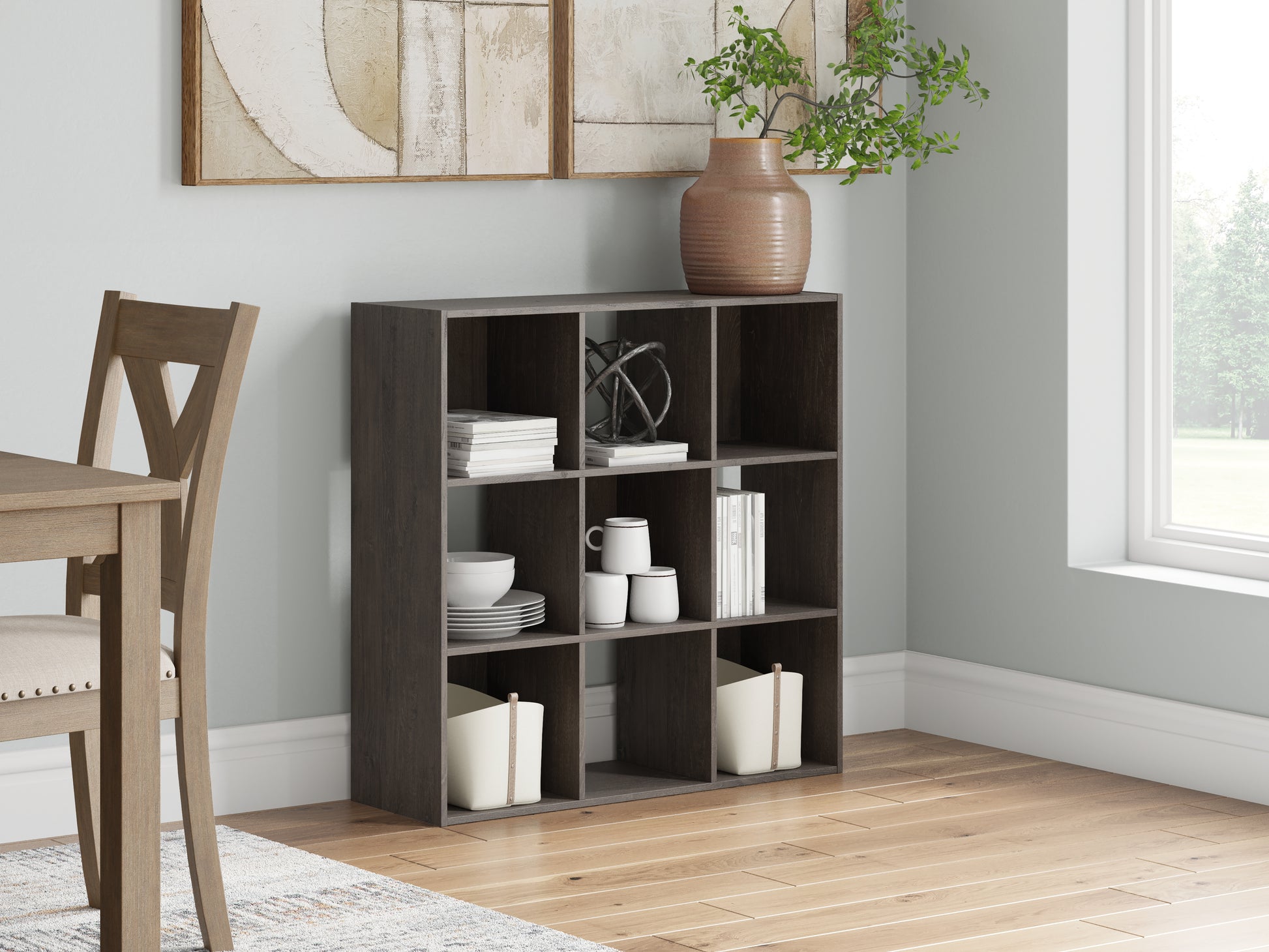 The Furniture Outlets - Ashley Furniture - Piperton Nine Cube Organizer - Nine Cube Organizer / Charcoal - EA5514-3X3