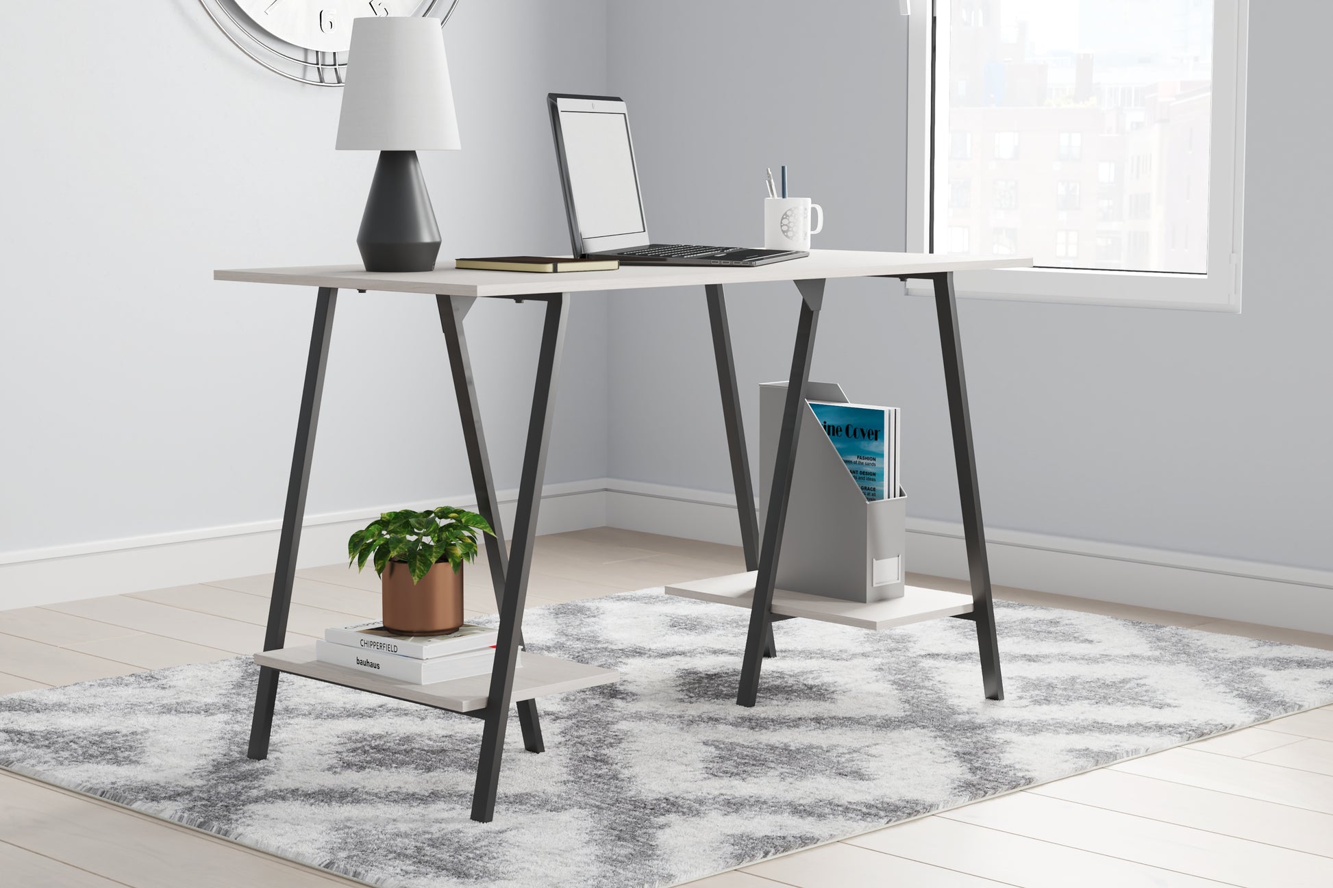 The Furniture Outlets - Ashley Furniture - Bayflynn Office Desk - Home Office Desk / White/Black - H288-27