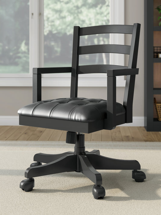 The Furniture Outlets - Ashley Furniture - Wildenauer Home Office Desk Chair - Home Office Swivel Desk Chair / Black - H664-01A