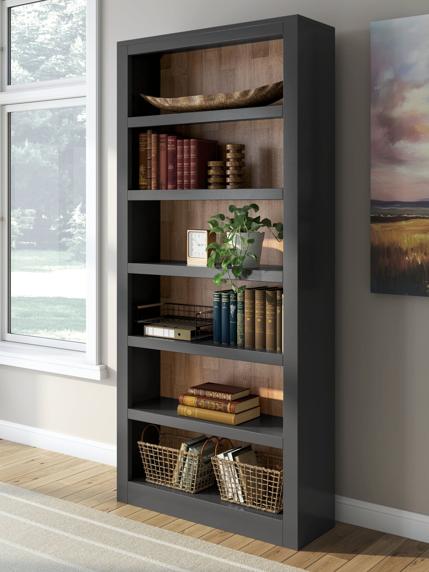 The Furniture Outlets - Ashley Furniture - Wildenauer Bookcase - Bookcase / Brown/Black - H664-70