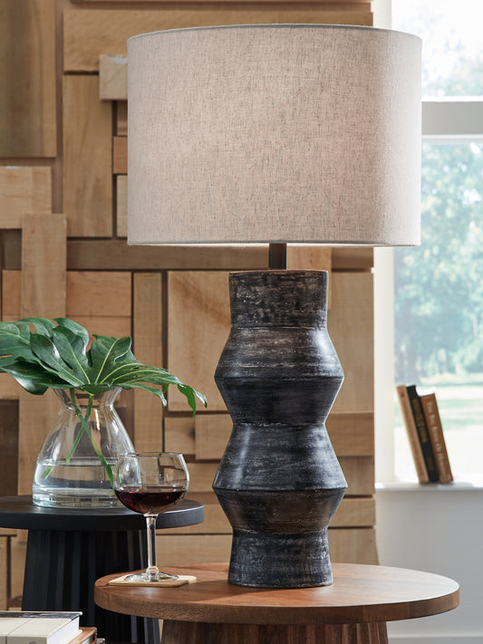 The Furniture Outlets - Ashley Furniture - Kerbert Lighting - 2-Piece Lamp Set / Distressed Black - L100824X2