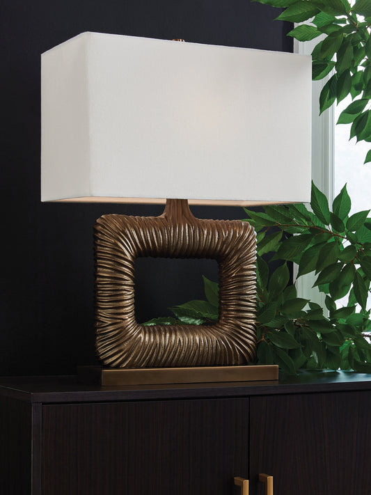 The Furniture Outlets - Ashley Furniture - Garronby Lighting - Metal Table Lamp (1/CN) / Antique Brass Finish - L207604