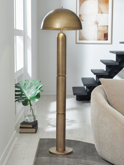 The Furniture Outlets - Ashley Furniture - Wendfield Lighting - Metal Floor Lamp (1/CN) / Antique Gold Finish - L208511