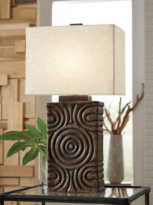 The Furniture Outlets - Ashley Furniture - Heathbury Lighting - Paper Table Lamp (1/CN) / Antique Brown - L235964