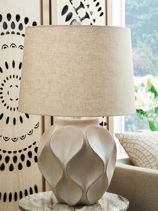The Furniture Outlets - Ashley Furniture - Edselham Lighting - Paper Table Lamp (1/CN) / Distressed Cream - L235974