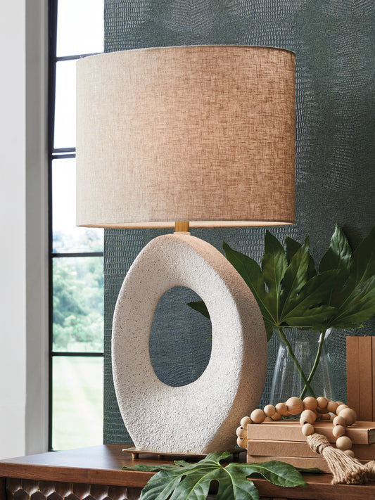 The Furniture Outlets - Ashley Furniture - Trentlen Lighting - Paper Table Lamp (1/CN) / Cream/Gold Finish - L235984