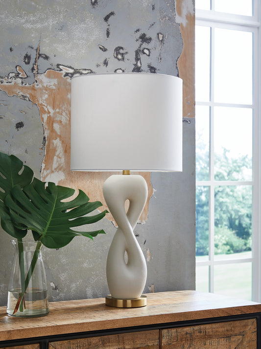 The Furniture Outlets - Ashley Furniture - Judrich Lighting - Poly Table Lamp (1/CN) / White/Gold Finish - L236024
