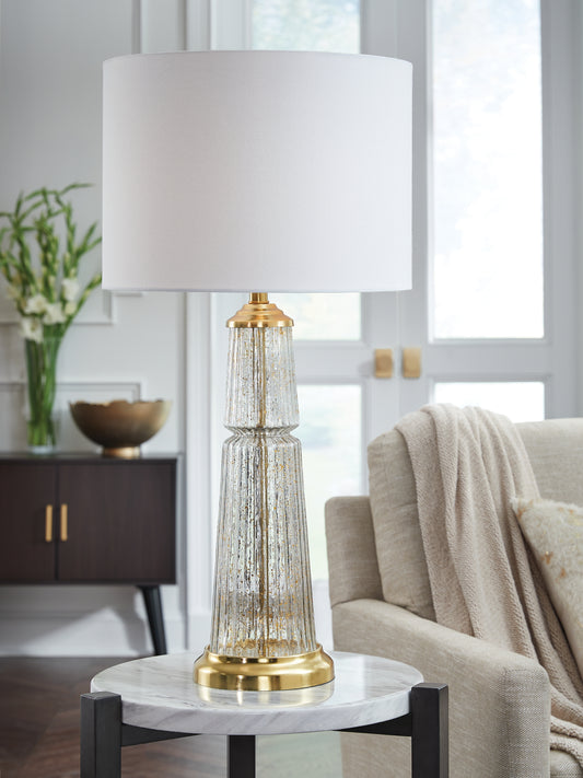 The Furniture Outlets - Ashley Furniture - Bakersboro Lighting - Glass Table Lamp (1/CN) / Clear/Gold Finish - L430884