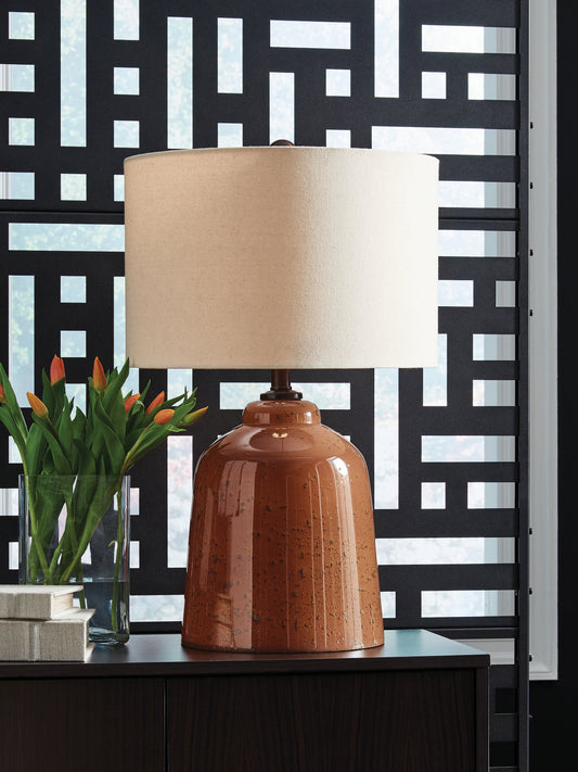 The Furniture Outlets - Ashley Furniture - Aaleahya Lighting - Glass Table Lamp (1/CN) / Rust - L430904