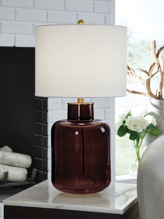 The Furniture Outlets - Ashley Furniture - Mette Lighting - Glass Table Lamp (1/CN) / Brown/Gold Finish - L430924