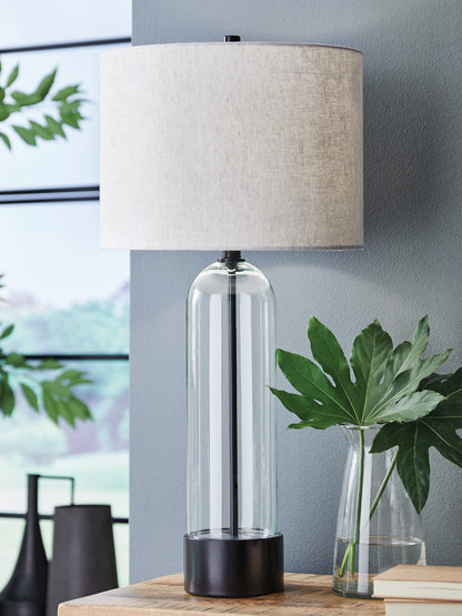 The Furniture Outlets - Ashley Furniture - Kerrbrook Lighting - Glass Table Lamp (1/CN) / Clear/Black - L430944