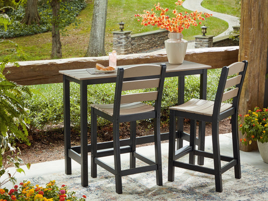 The Furniture Outlets - Ashley Furniture - Shoreline Beach Outdoor - Counter Table Set (3/CN) / Black/Beige - PCP221-113