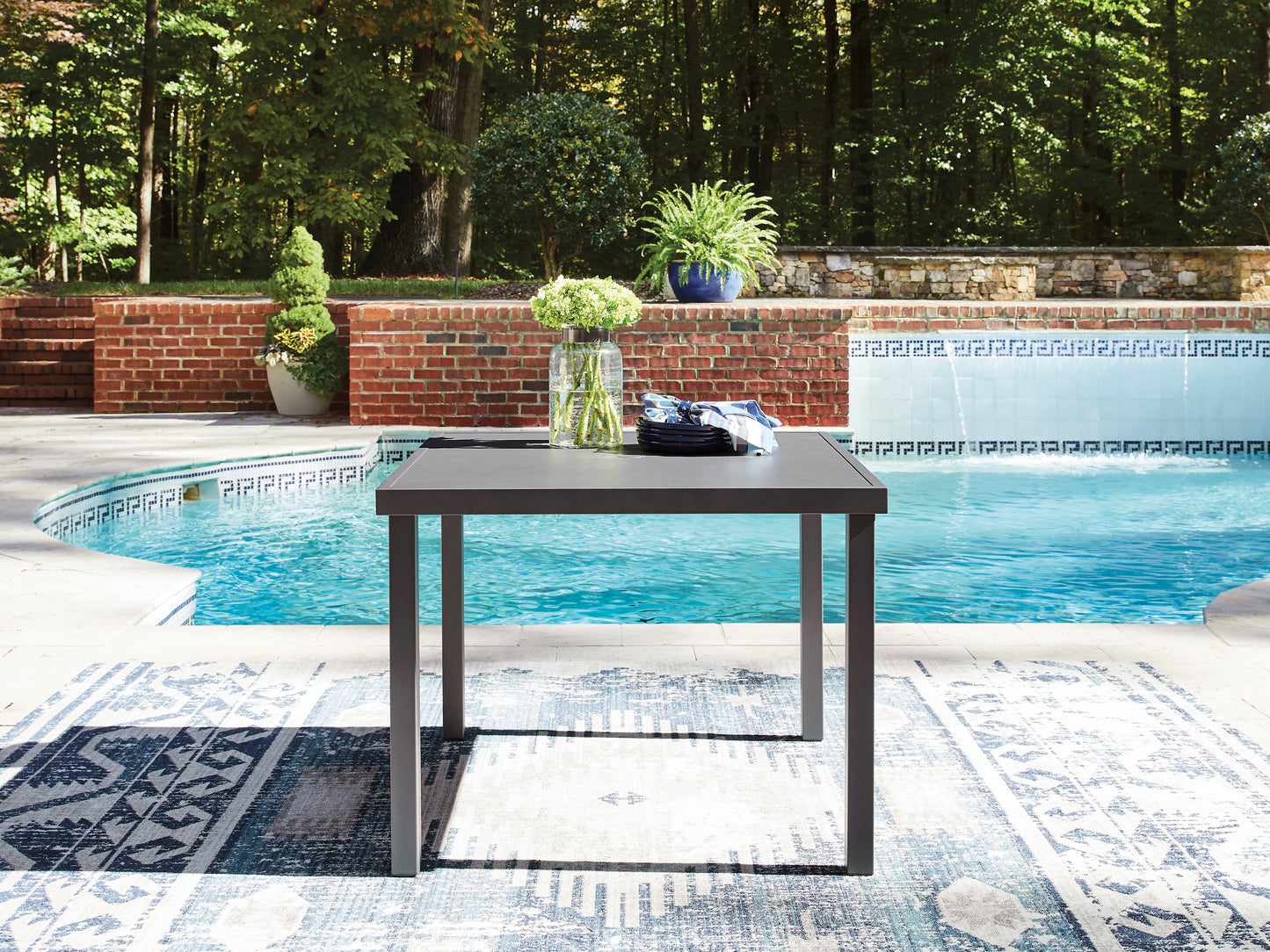 The Furniture Outlets - Ashley Furniture - Rocky Creek Outdoor - Square Dining Table w/UMB OPT / Gray - PCP326-615