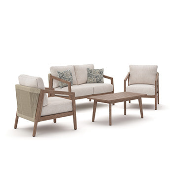The Furniture Outlets - Ashley Furniture - Nature Lane Outdoor - Sofa/Chairs/Table Set (4/CN) - PCP355-081