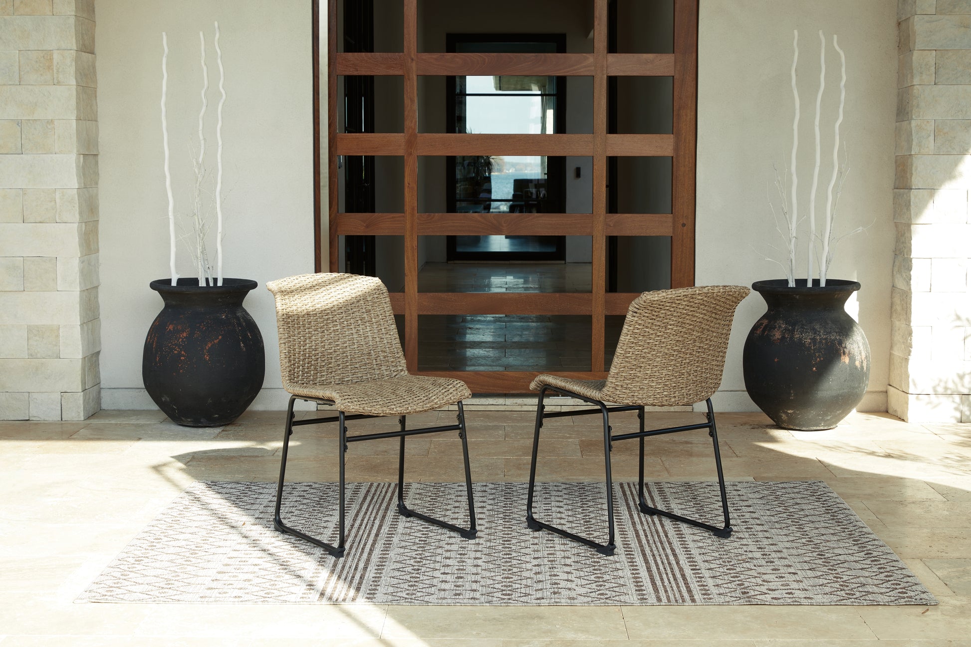 The Furniture Outlets - Ashley Furniture - Amaris Outdoor - Chair (Set of 2) / Brown/Black - P369-601