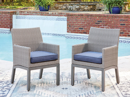 The Furniture Outlets - Ashley Furniture - Half Moon Beach Outdoor - Arm Chair With Cushion (Set of 2) / Blue/Gray - PCP418-601A