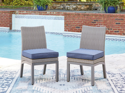 The Furniture Outlets - Ashley Furniture - Half Moon Beach Outdoor - Side Chair with Cushion (Set of 2) / Blue/Gray - PCP418-601