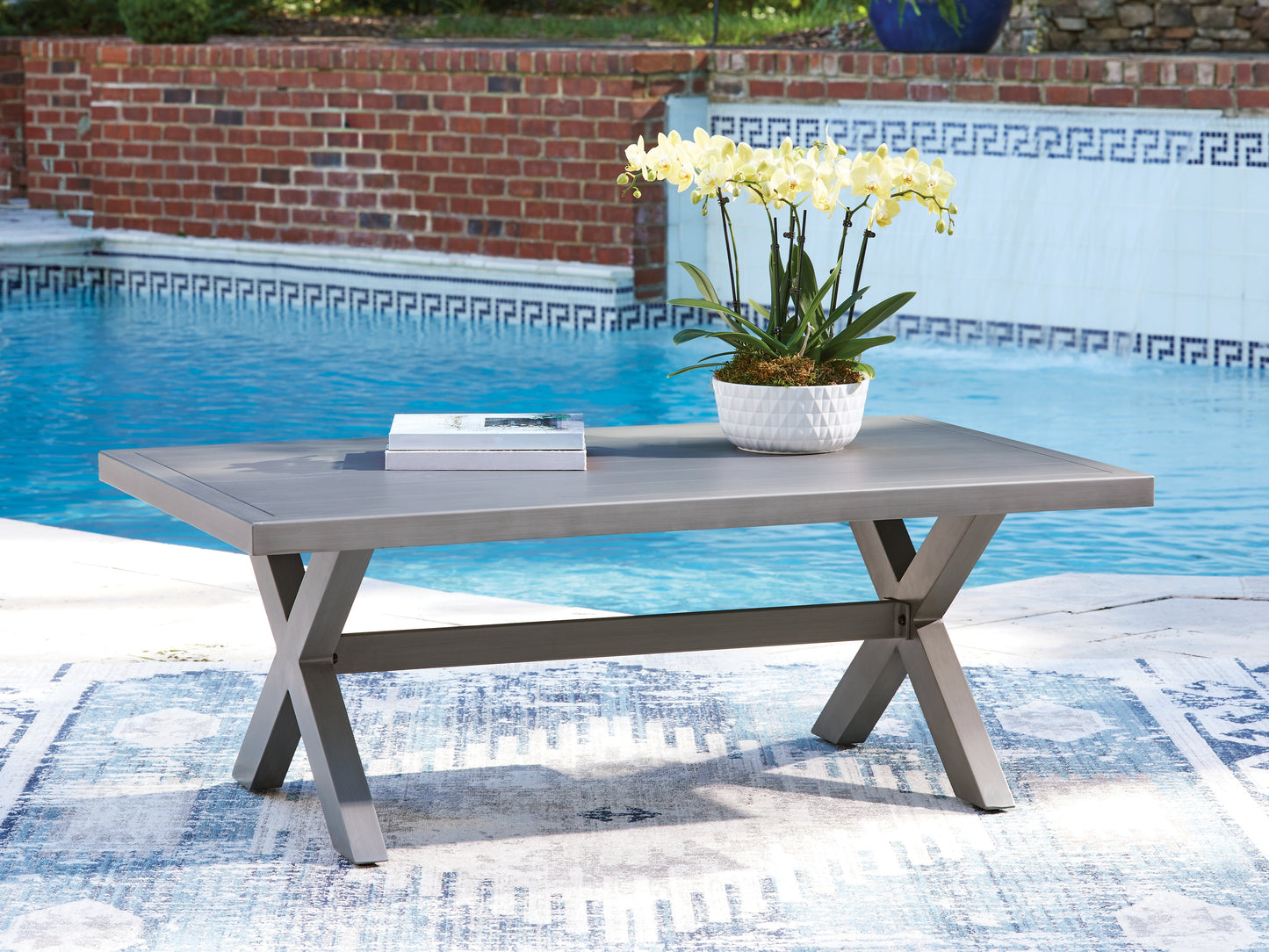 The Furniture Outlets - Ashley Furniture - Half Moon Beach Outdoor - Rectangular Cocktail Table / Gray - PCP418-701